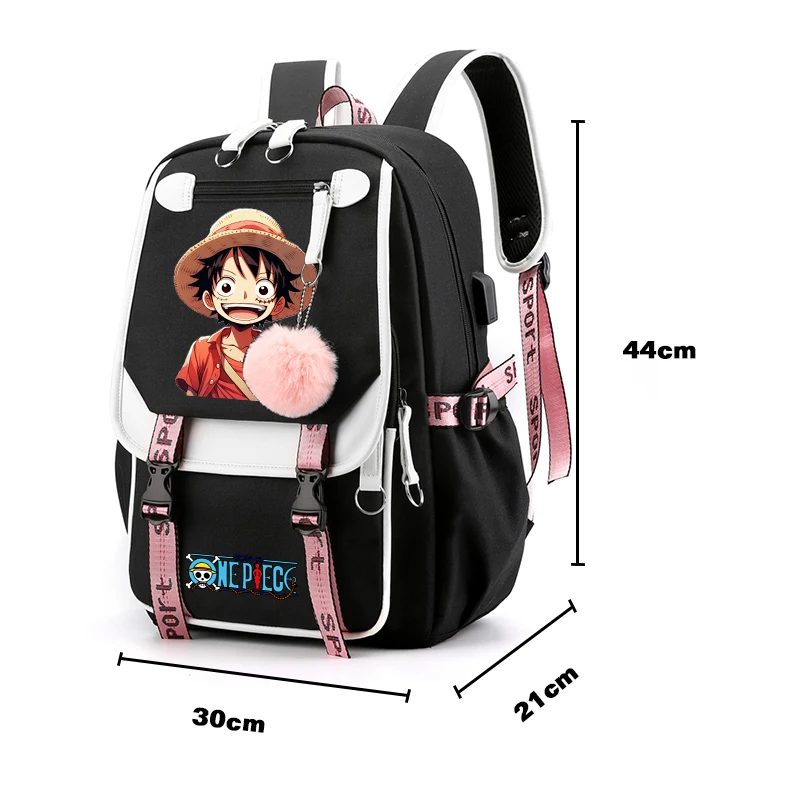 3Pcs/set One Piece Backpack Teenager Girl Boy Student Back To School Backpack Women D.luffy Rucksack Kid Canvas Cartoon Bag Set