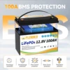 LiFePO4 배터리 12V 100Ah BMS100A 인버터 태양광 오프로드 오프 그리드 태양 에너지 딥 사이클용 충전식 리튬 배터리 팩 6