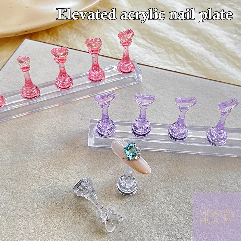 1Pcs Acrylic Nail Stand Tips Holders Chess Shaped Fingernail DIY Magnetic Training Practice Display Manicure Nail Tool For Salon