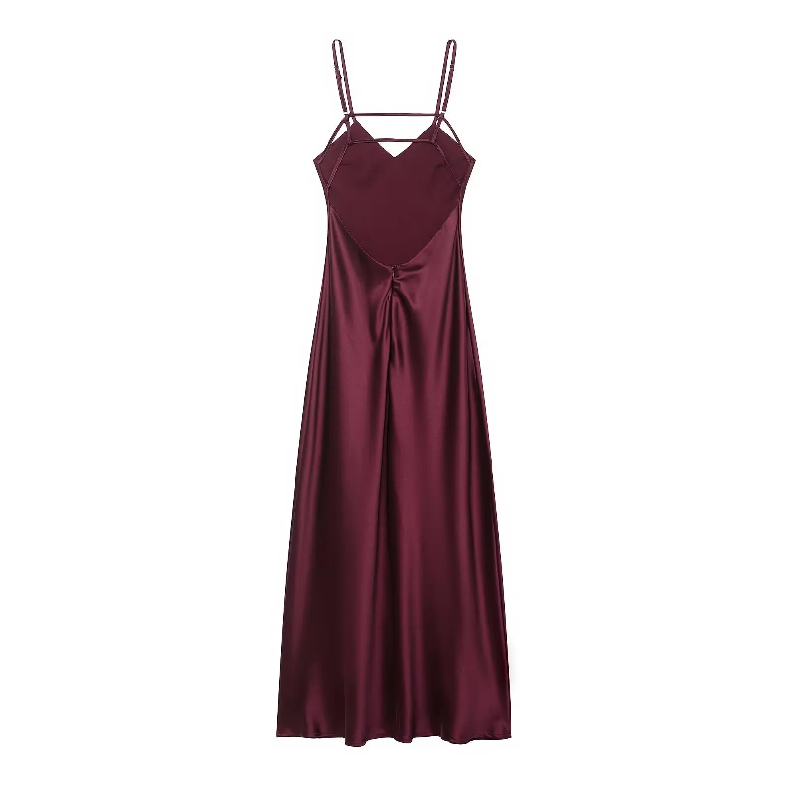 

Jenny&Dave French Minimalist Satin Camisole Dress With Hollowed Out Sexy Backless MIDI Dress Elegant Party Dresses Vestidos