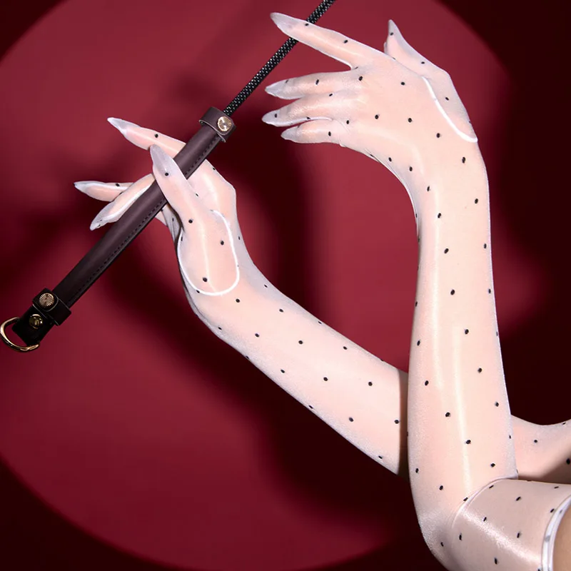 Modische Retro Aurora Dot Öl-Glanz Glänzende Dünne Damen Sexy Fünf-Finger Lange Handschuhe Hochzeit Party Elastische Enge Strümpfe Fäustlinge – Detail 5
