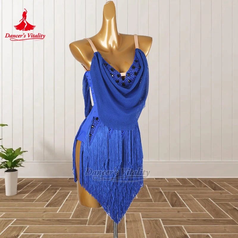 Dançarino vitalidade blackpool dança festival campeonatos de dança latina roupa adulto chacha realizar estilingue saia franjas personalizado