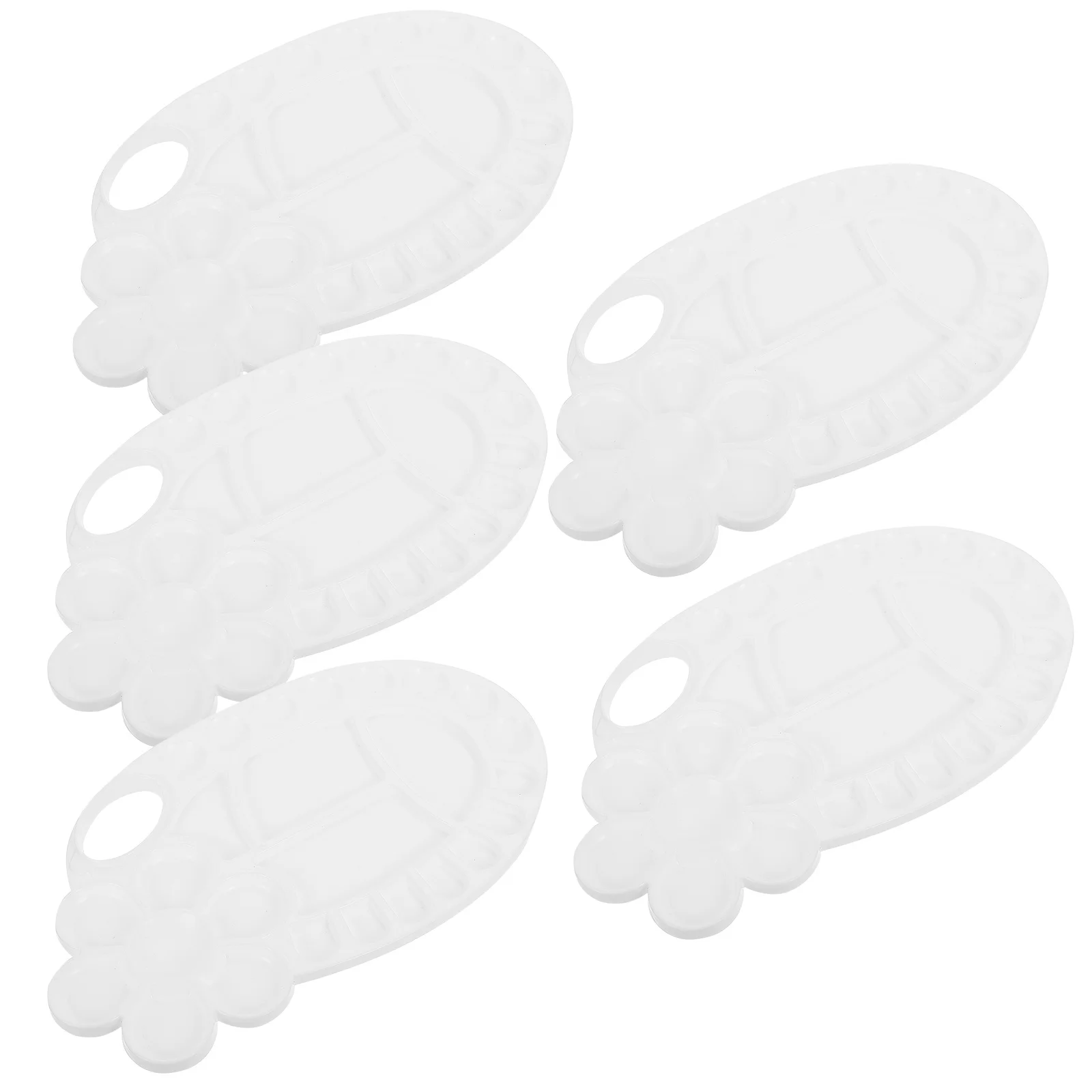 5Pcs Oval Plastic Painting Trays Small Lightweight Durable Color Mixing Boards Essential Painting Accessories Color Mixing Board