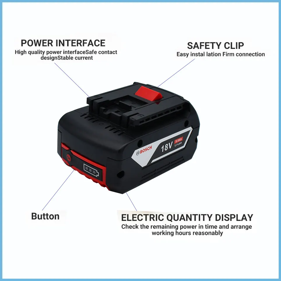 BOSCH 18V Original Lithium Battery BOSCH Battery Pack 5.0AH Original Tool Rechargeable Battery 5.0AH