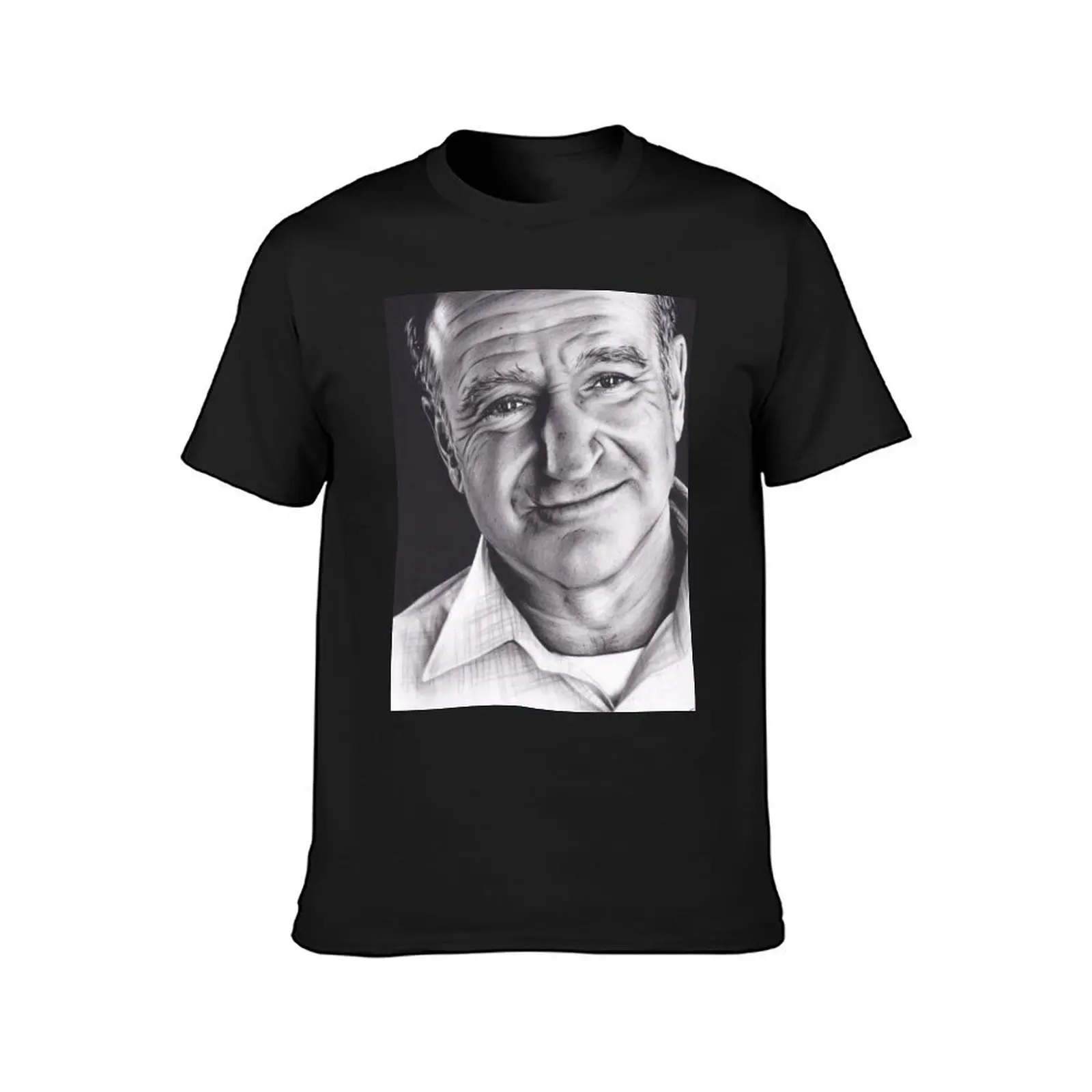 Realism Charcoal Drawing of Robin Williams T-Shirt tops plain tees Aesthetic clothing mens t shirts