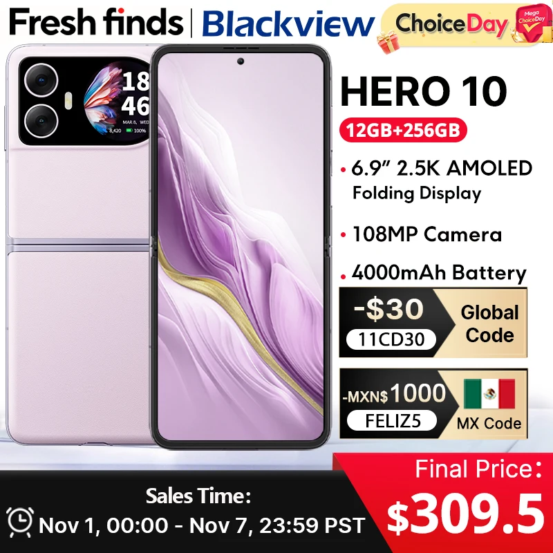 

World Premiere Blackview HERO 10 Smartphone12GB+256GB 6.9 inch AMOLED Folding Display 45W Charging MTK Helio G99 108MP Camera