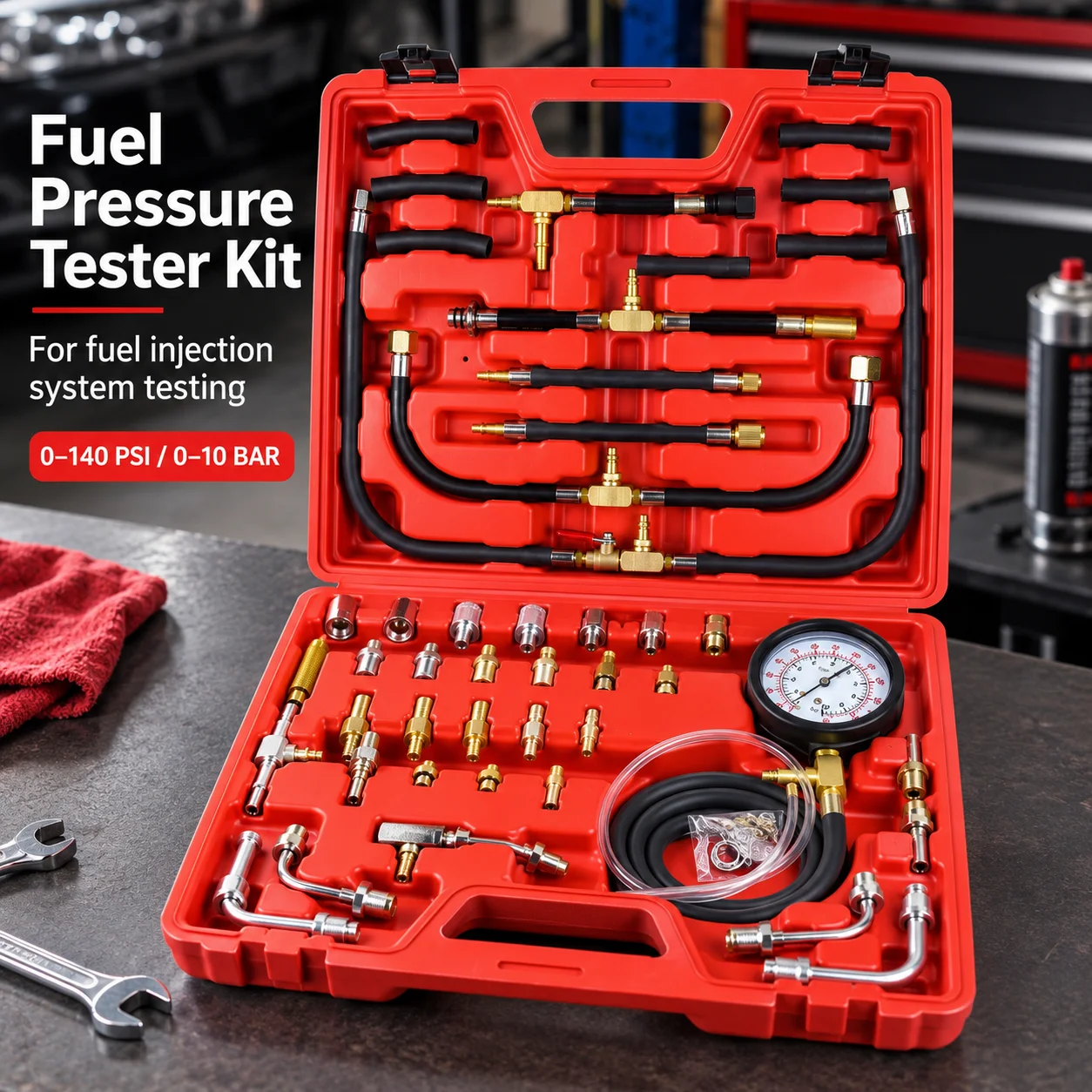 AOLIVIYA Fuel Injection Pressure Tester Whole Vehicle Testing Tool Automobile Fuel Pressure Gauge Tester