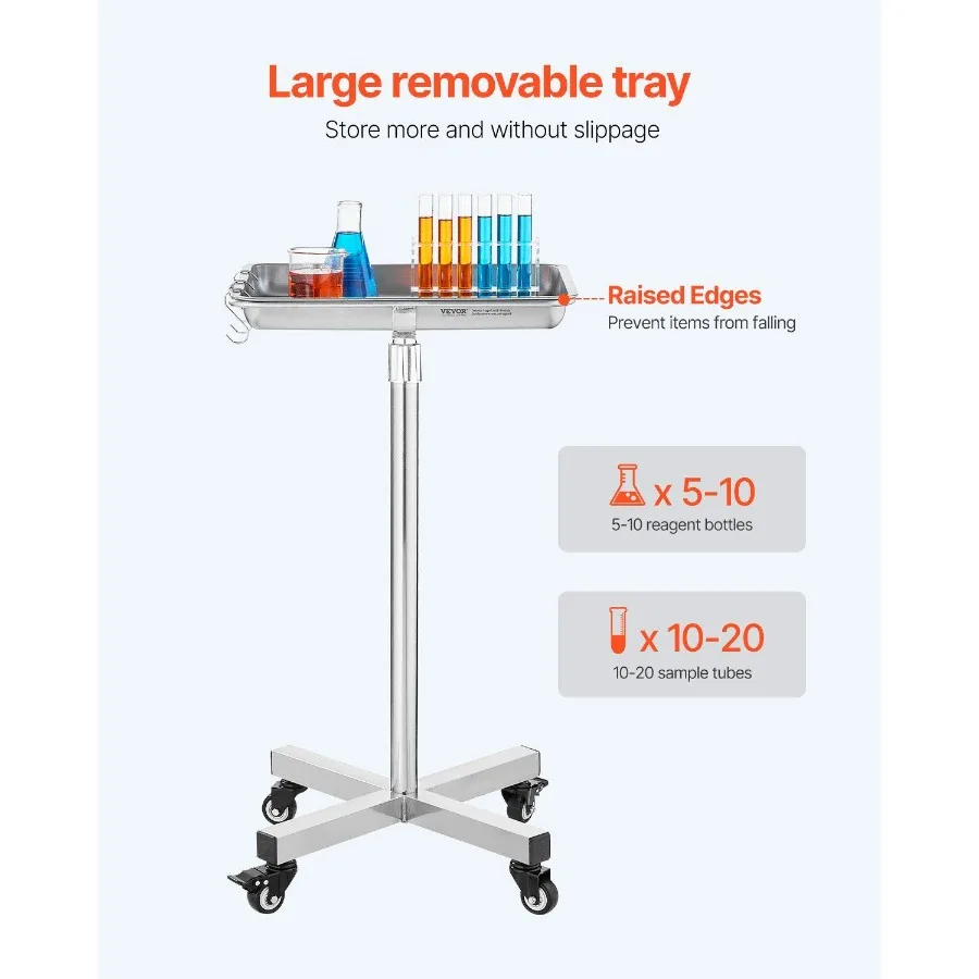 

Mobile Mayo Stand Stainless Steel Mayo Tray 25.239.8 with Removable Tray