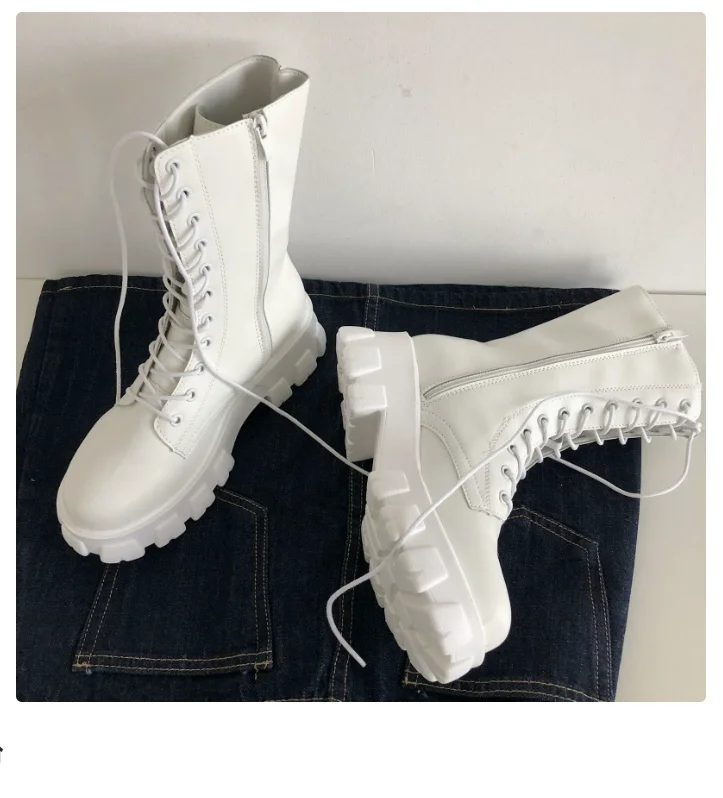 New Women Fashion Boots Casual Shoes Woman Leather High end lace up shoes Classic Female Black Shoes Platform Boots Women Boots