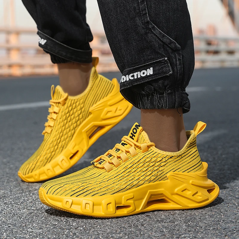 Men Sports Running Black Jogging Shoes Casual Sneakers Brown Outdoor Breathable Mesh Light Shock-absorption Black Tennis 39-46