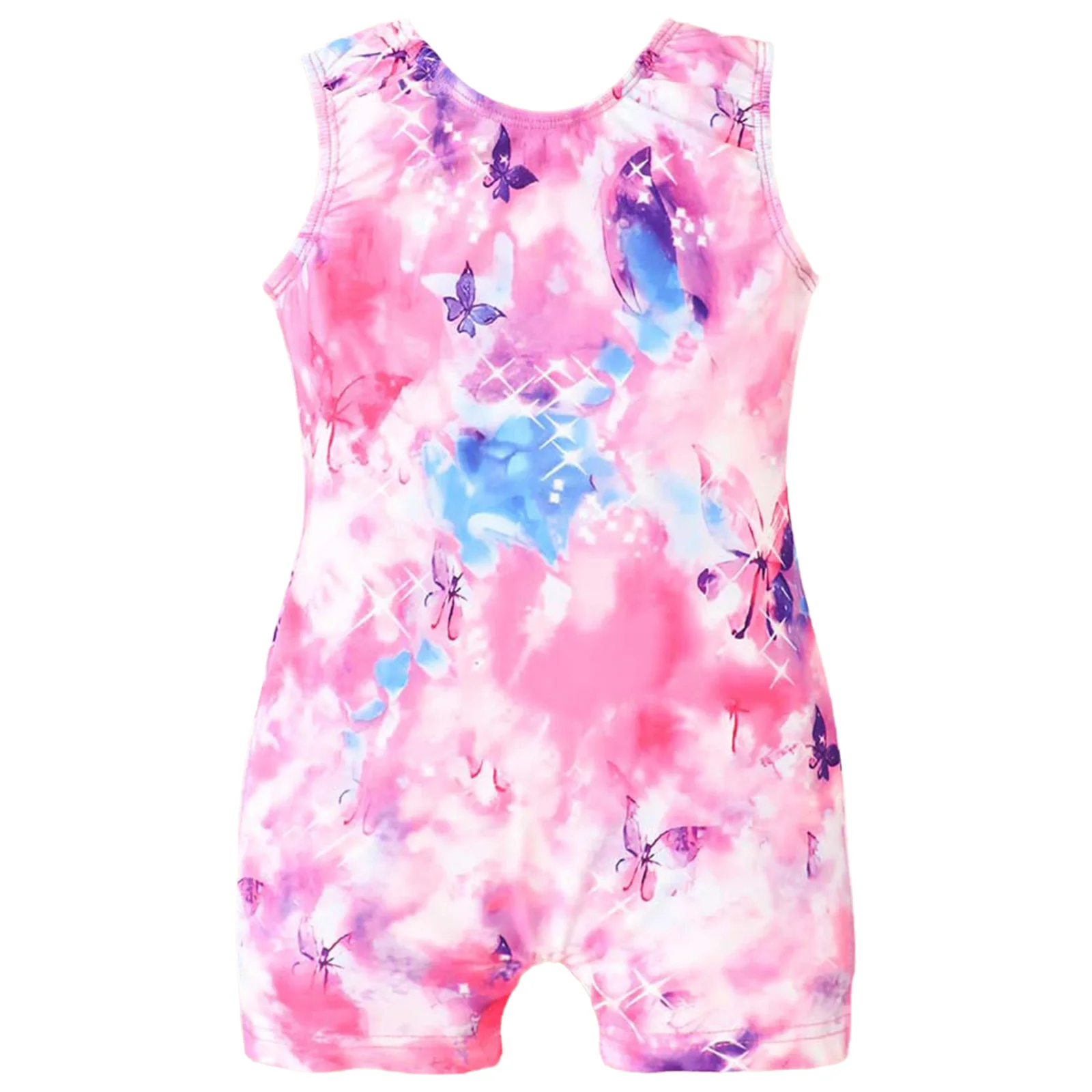 Kids Girls Stylish Printed Jumpsuit One-piece Swimsuit Sleeveless Thigh Length Bodysuit Swimwear for Swimming Surfing Snorkeling