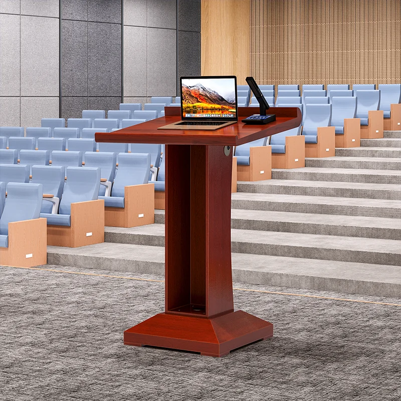 Solid wood podium Lecture table Solid wood host High-end modern conference room Teacher mobile podium Welcome desk Master of cer