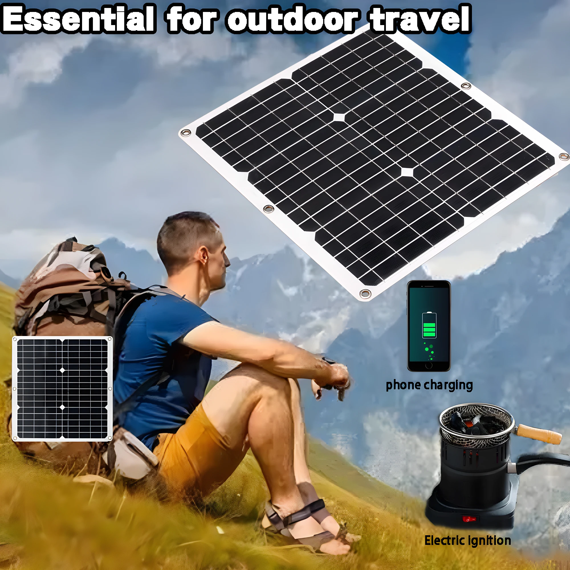 10A/30A/50A/80A/100A Solar Panel Dual USB 5V Mobile Phone Outdoor Emergency Charging Camping Power Solar Panel