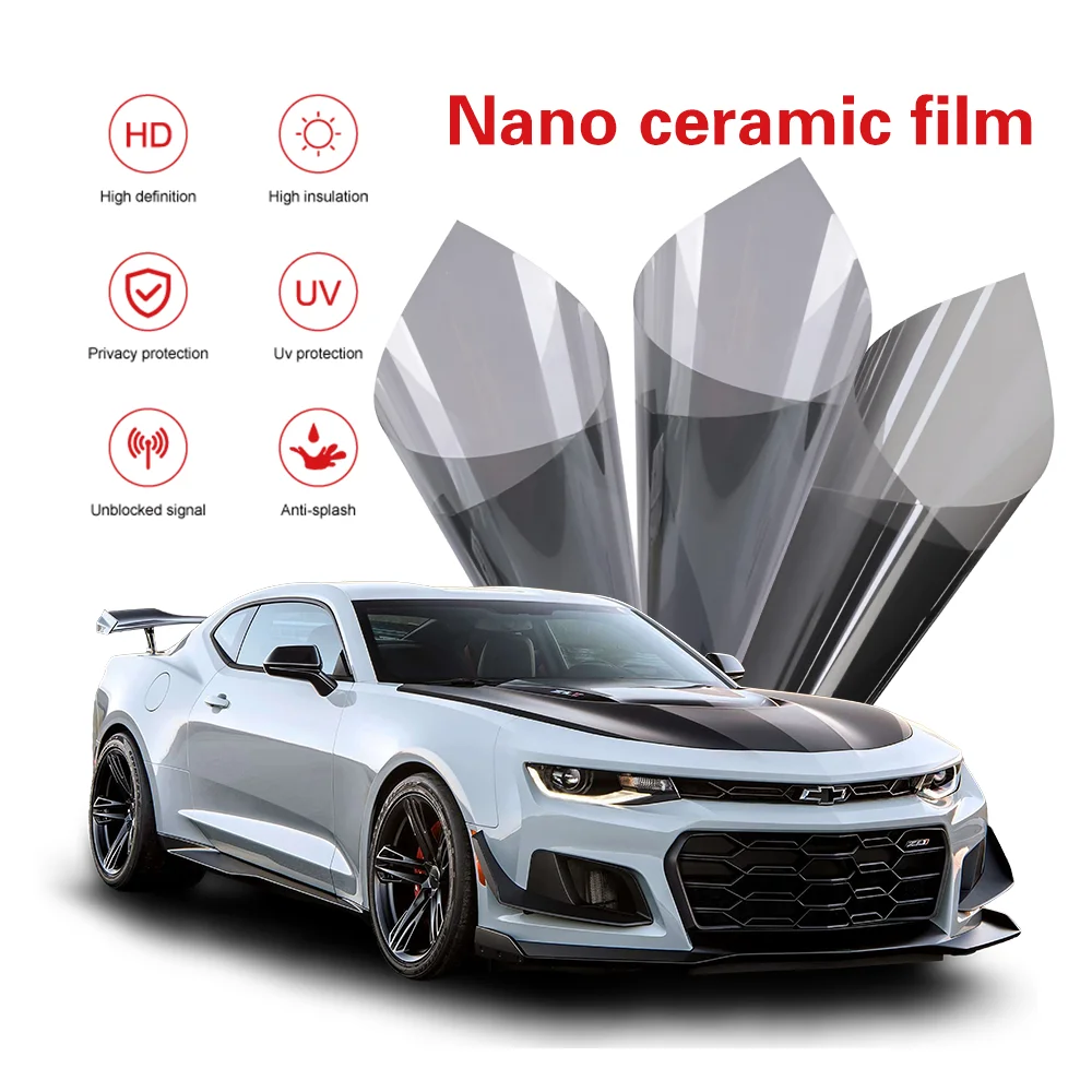 50cmX4m HD Nano Ceramic Car Window Anti-glare Film UV Protection Privacy Tinted High Insulation Film