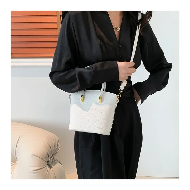 

Nice 2024 New Trendy Fashion Women's Bag Trendy with Retro Texture Small Shoulder Bag Foreign Hand-held Bucket Crossbody Bag