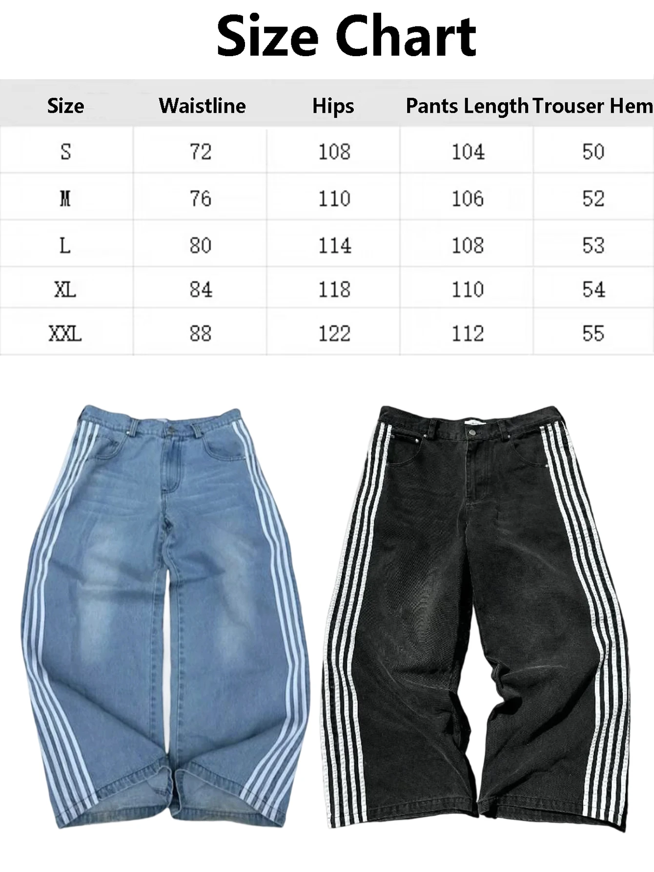 Sommer Herren Jeanshose mit weitem Bein, lässig, Streifendruck, lockere Jeanshose für Streetwear, lässig, bequem