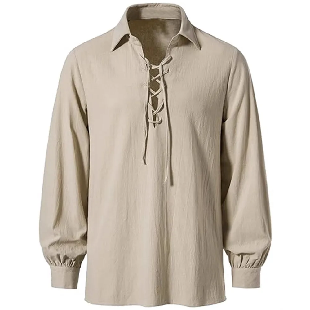 الوافدين الجدد لربيع وصيف 2025 - قميص رجالي عصري بياقة برباط على الطراز الأوروبي، قميص كاجوال بأكمام طويلة على طراز الهبي