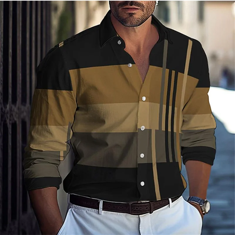 

Men's Lapel Casual Shirt Spring and Summer Long Sleeve Men's New Hawaiian Plus Size T-Shirt 6XL