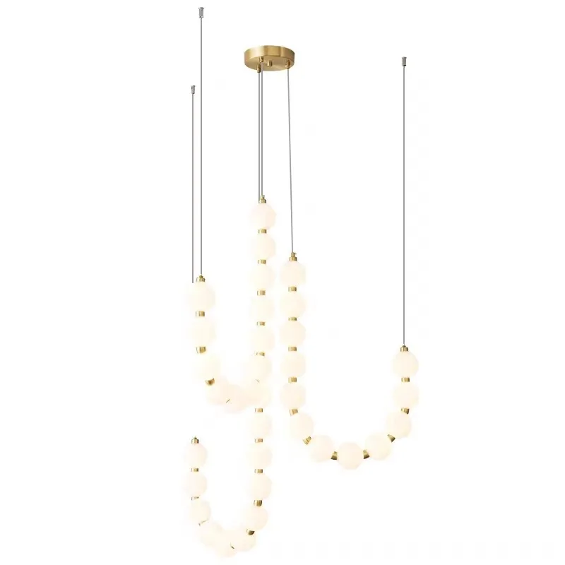 

Nordic light luxury magic beans cream wind bedroom dining room designer empty round duplex floor living room light