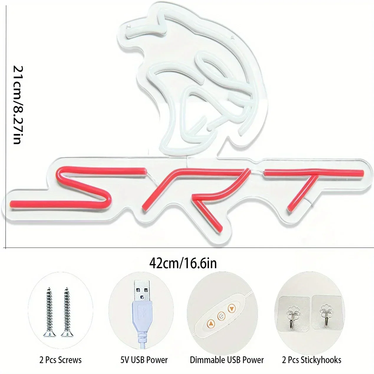 SRT Car Service Neon Signs LED Neon Light Sign Light Up Neon Signs Car Refit Garage Wall Car Garage Repair Shop Car Badge