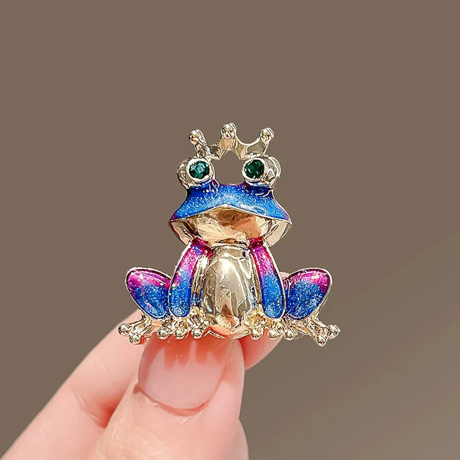 Cute Frog Brooch Collection For Women Multicolor Enamel & Rhinestone Frog Animal Lapel Pin Set Jewelry Accessories