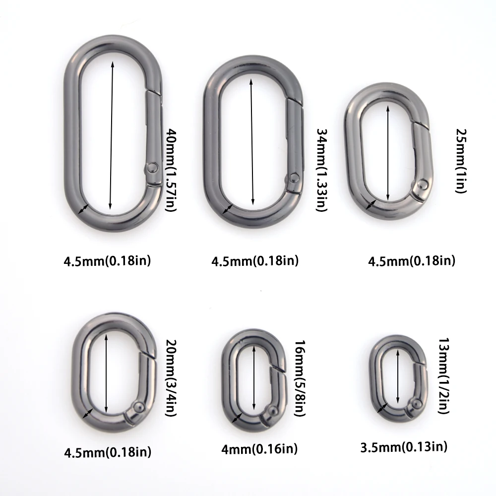 5pcs Metal Oval Ring Spring Clasps for DIY Jewelry Open Round Carabiner Keychain Bag Clips Hook Dog Chain Buckles Connector