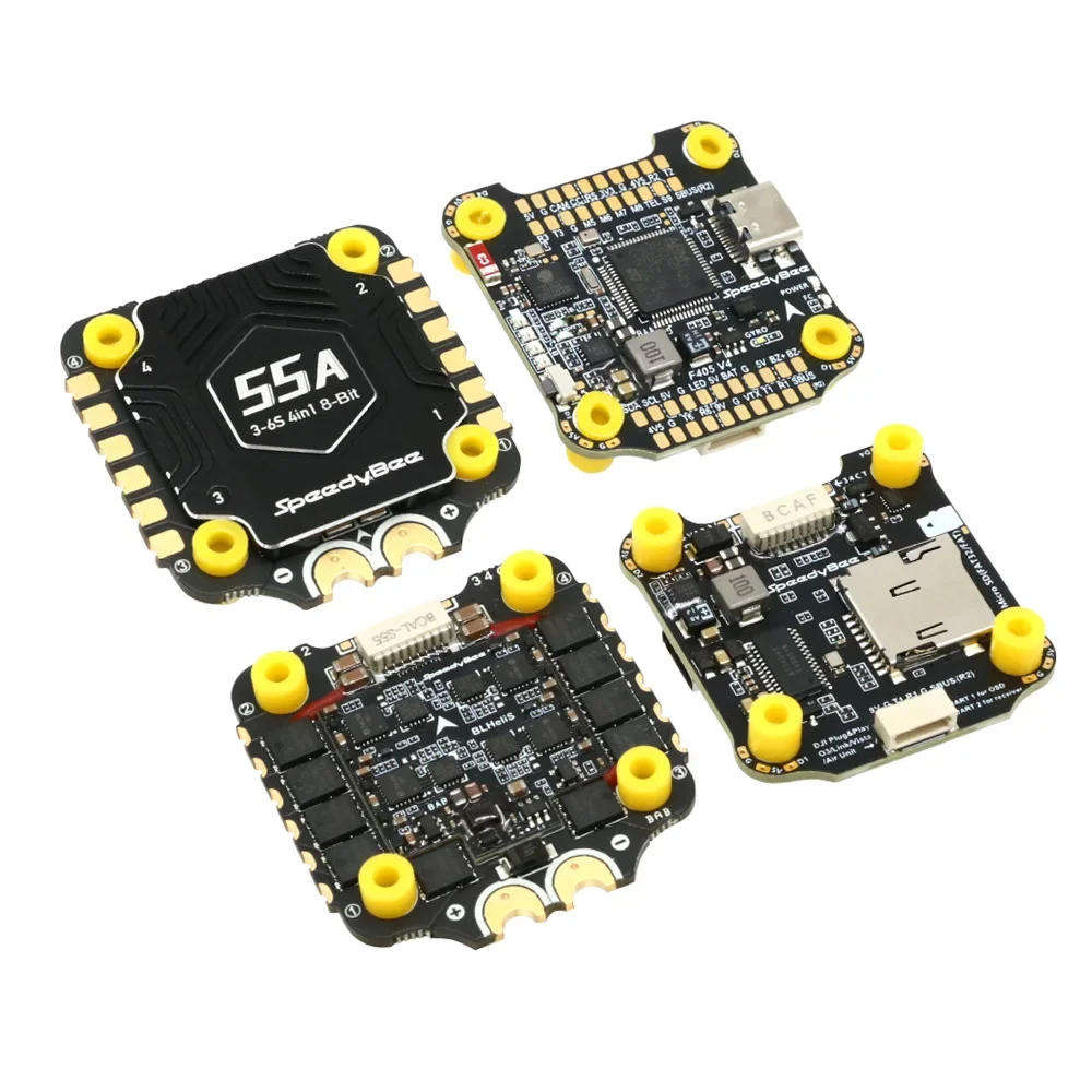 SpeedyBee V4 비행 컨트롤러 & 4 in 1 55A ESC 스택 30x30mm BLHeli_32 BLS 드론 FPV 레이싱 쿼드콥터 PDB 전원 분배 B