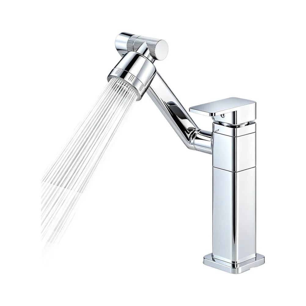 1080 Degree Rotatable Bathroom Faucet Made of Copper Alloy with LED Temp Display and Dual Flow Spray Bubble Settings
