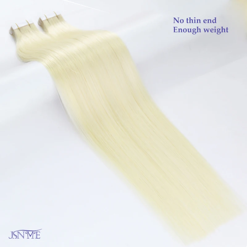 Extensiones de Cabello Humano con Cinta JSNME, 100% Cabello Real, para Mujer, Lacio Natural, Negro, Marrón, Rubio 613 para Salón 5