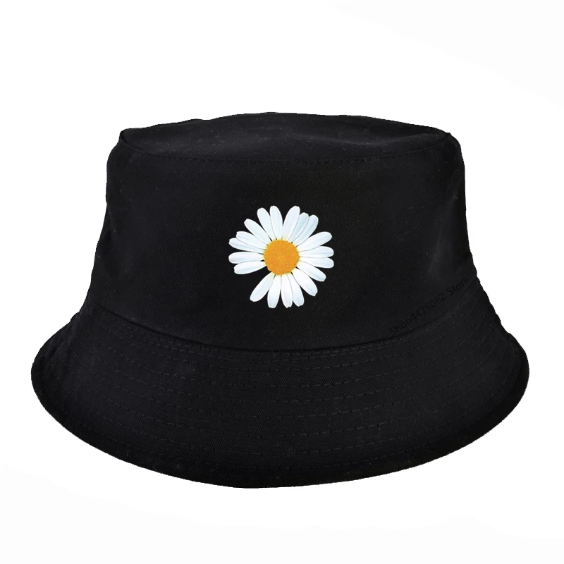 

Double-Sided Daisy Bucket Hats Women Men Hip Hop Panama Bob Caps Folded Beach Sun Fisherman Hat for Ladies Mens