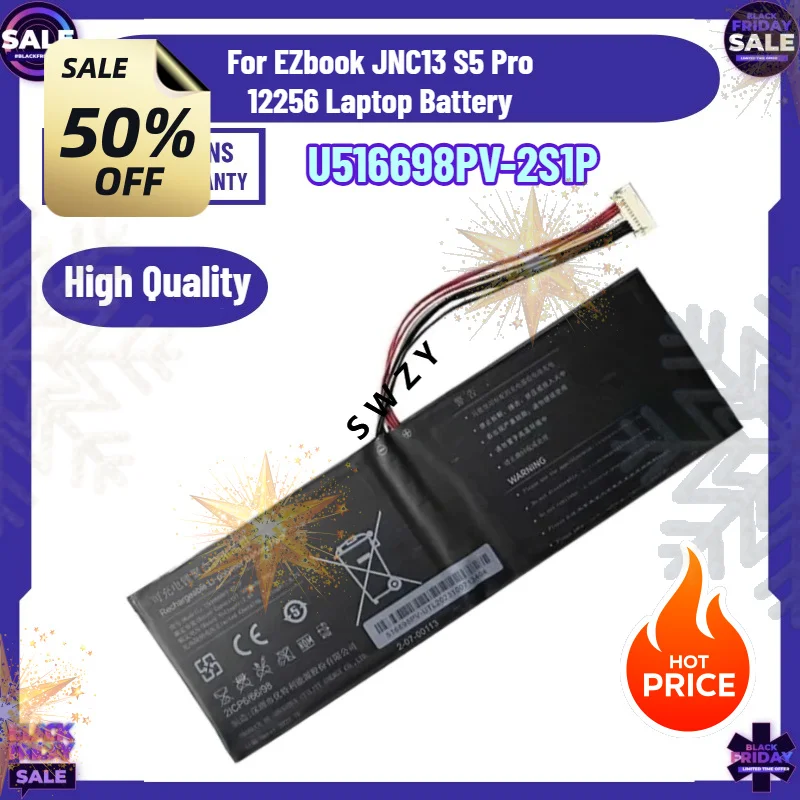 SWZY est High Quality Replaceable Battery U516698PV-2S1P for EZbook JNC13 S5 Pro 12256 Laptop Battery NEW