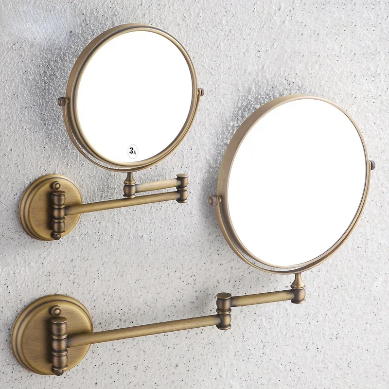 

Bathroom Accessories Makeup Mirror Bath Mirror Antique Bronze Wall Mounted Magnifier Bathroom Mirrors Bathroom Hardware