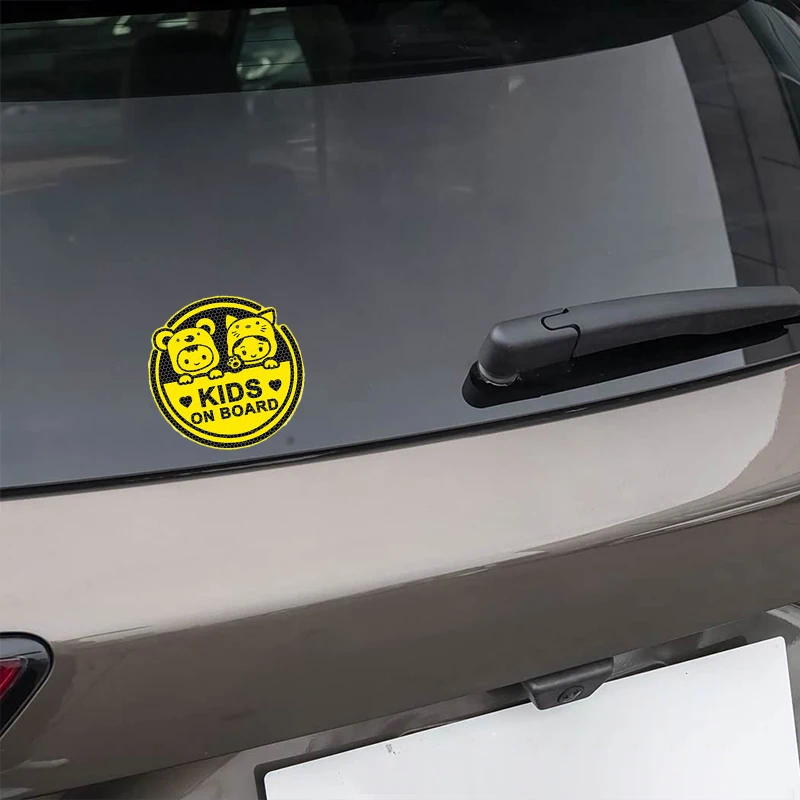 Baby On Board Car Decal Reflective Sticker Cartoon Safety Warning Rear Window Waterproof Night Visible Fit Toyota Honda BMW