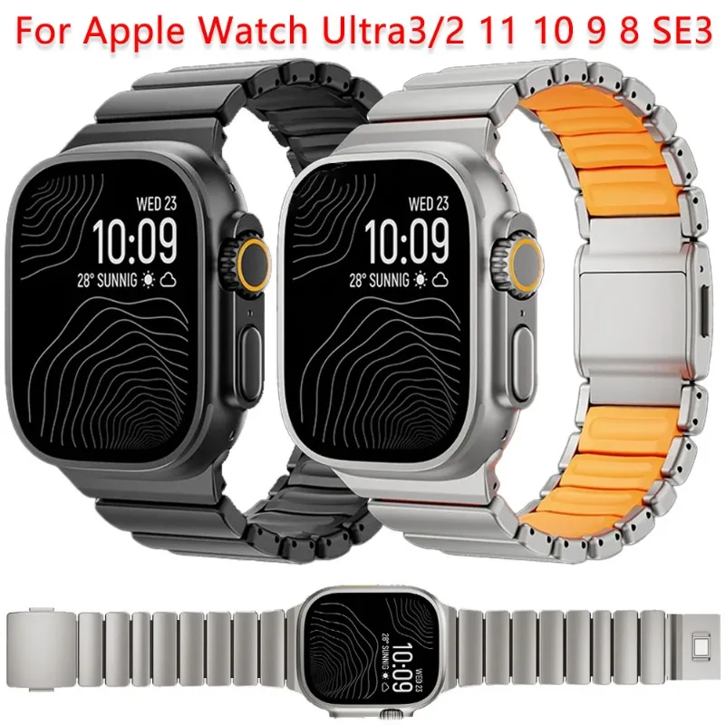 

Metal Strap for Apple Watch 11 10 46mm Ultra 3 2 1 49mm Magnetic Button Lightweight Band iWatch Series 9 8 7 6 5 SE3 45mm 44mm