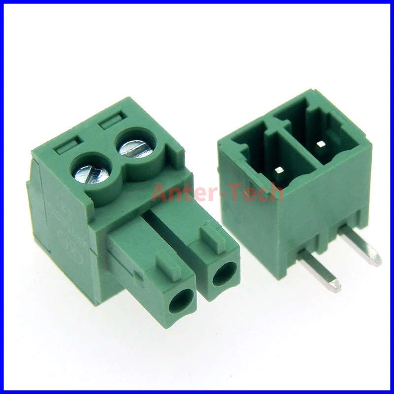 

5SETS 15EDG 2pin 3.81MM pitch RIGHT ANGLE screw terminal block connector 3.81 2 pin PLUG + bending PIN HEADER SOCKET for pcb