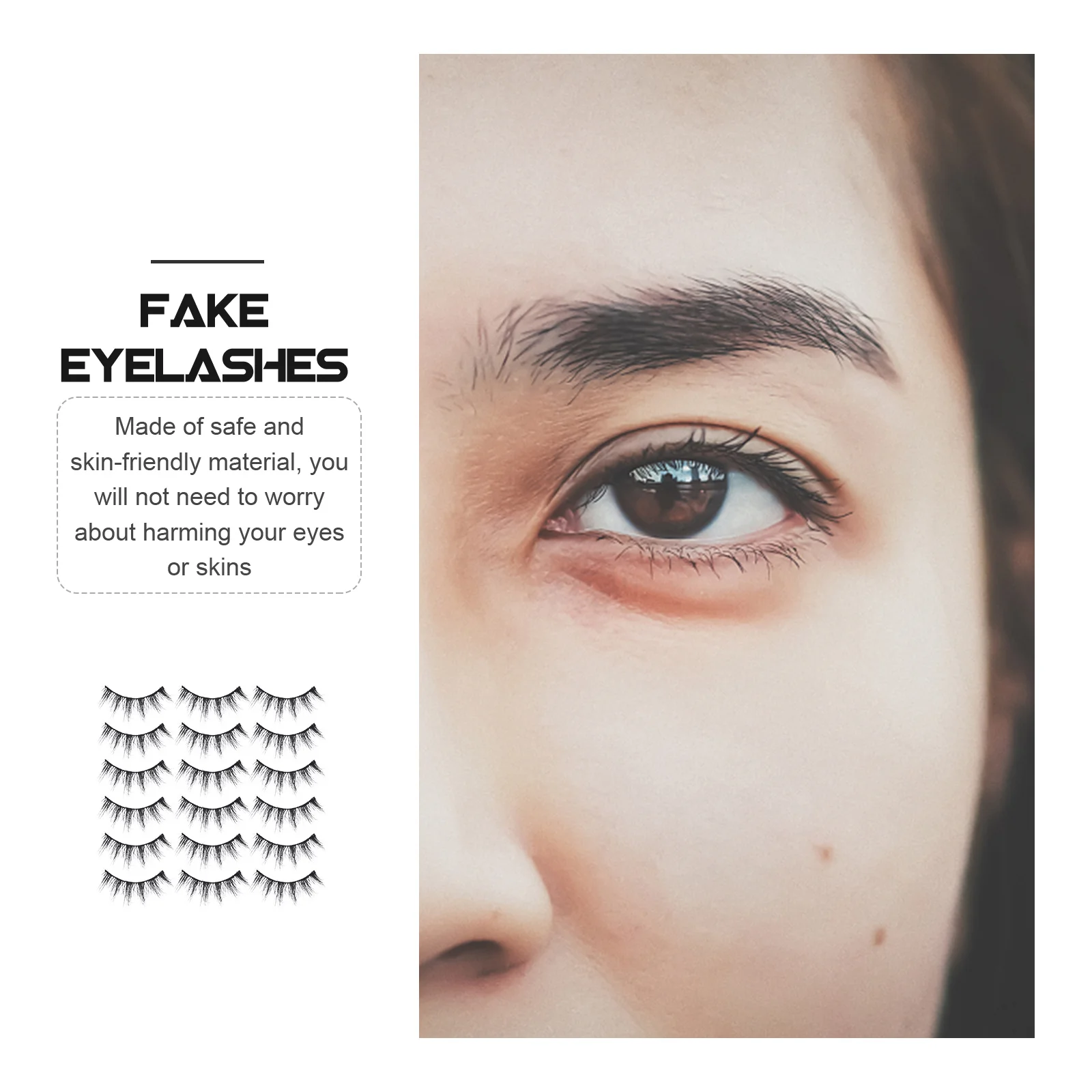 비보르티 20쌍 대량 인조 속눈썹 자연스러운 룩 여성용 메이크업 눈매 강조