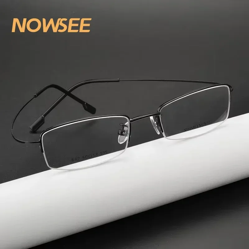

Minimalist Design Style Flexible Memory Metal Half Frame Ultra Light Eyeglasses Frame for Prescription Anti Blue Lights Eyewear
