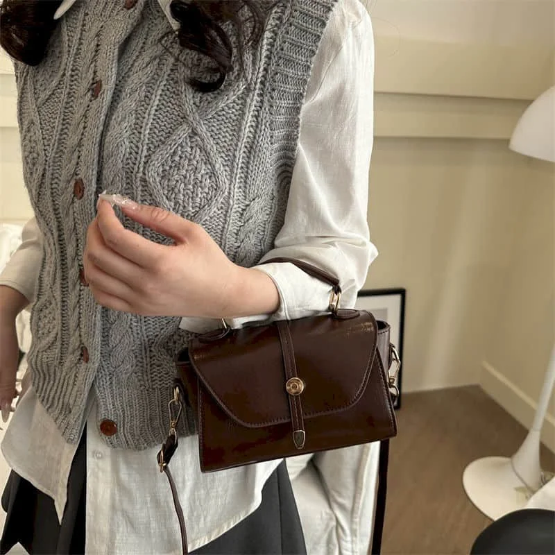 

Elegant Crossbody Bags for Women Solid Korean Style Versatile Handbags Aesthetic Luxury Lady Fashionable PU Design Square Bags
