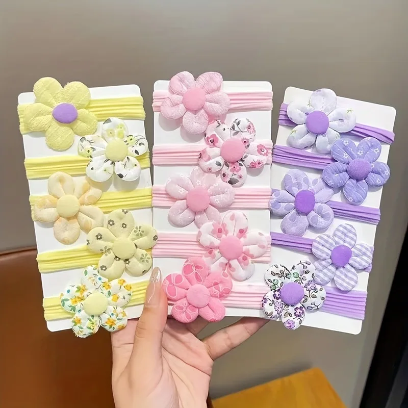 1 Pack Children Flower Hair Ties Cute Girl Headwear Elastic Girl's Hair Accessories with Rubber Band Bow Hair Band