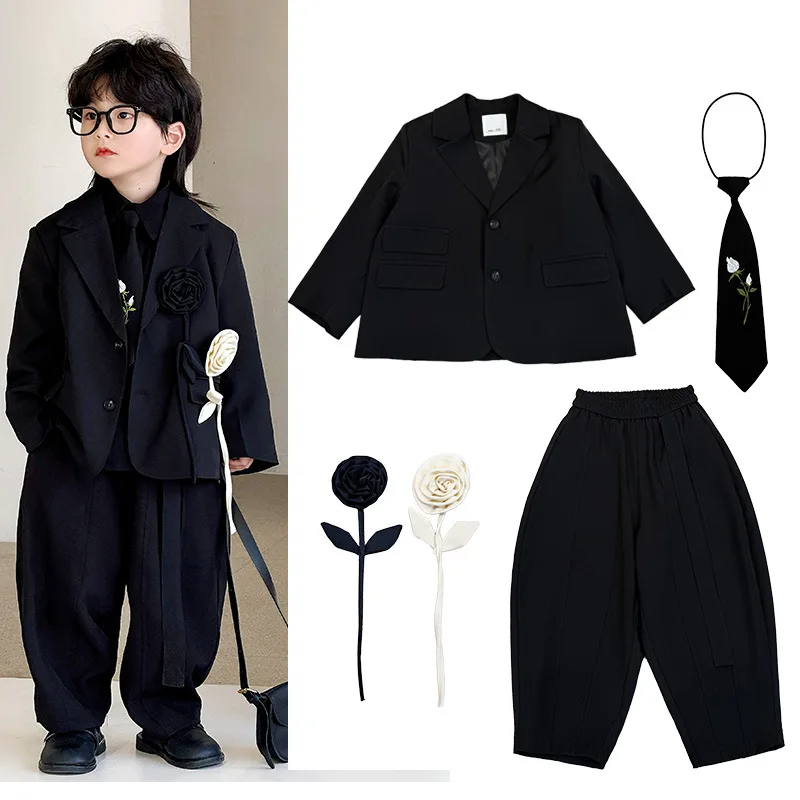 Costume pour garçons, ensemble Blazer ample pour fête de mariage, tenue formelle de printemps pour enfants, costume d'anniversaire de jardin Monet, ensemble 2 pièces pour tout-petits, 2026