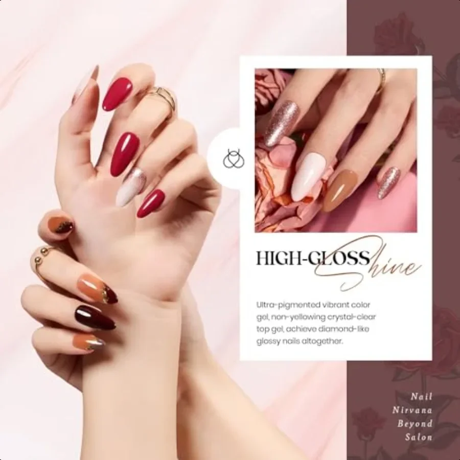 Kit de esmalte em gel de besouros 23 peças outono nude rosa marrom enterrado vermelho conjunto de esmalte em gel com base casaco superior versículo de rosas kit embeber off u