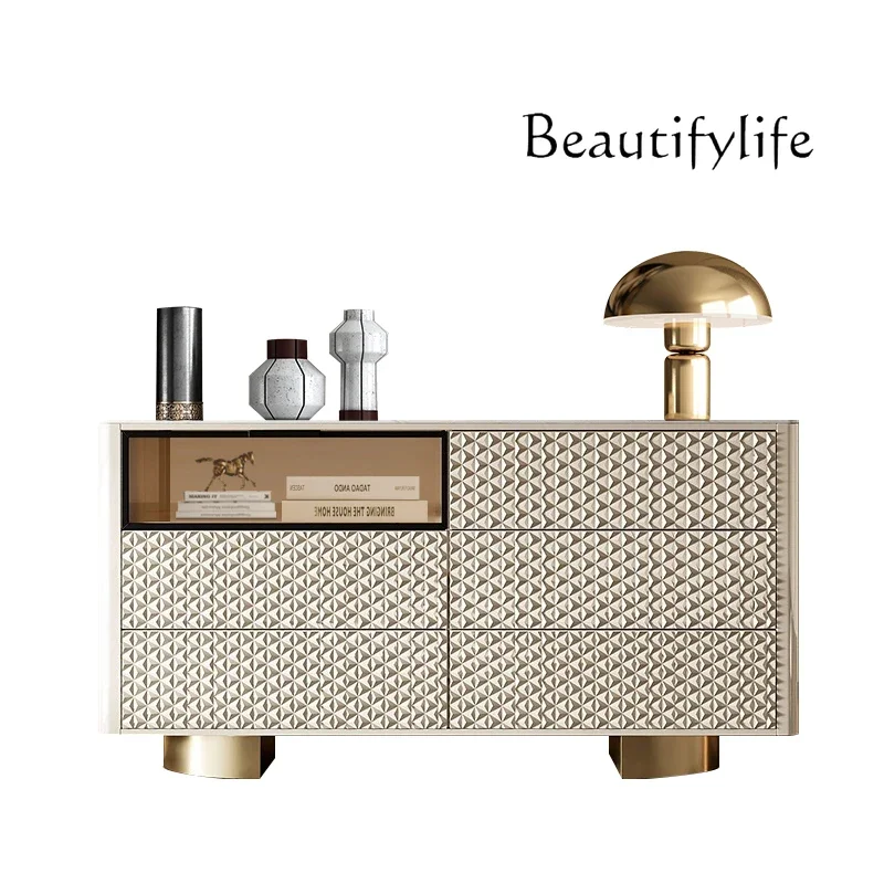 

Light luxury door cabinet entry high-end sense modern simple living room storage French storage solid wood fashion