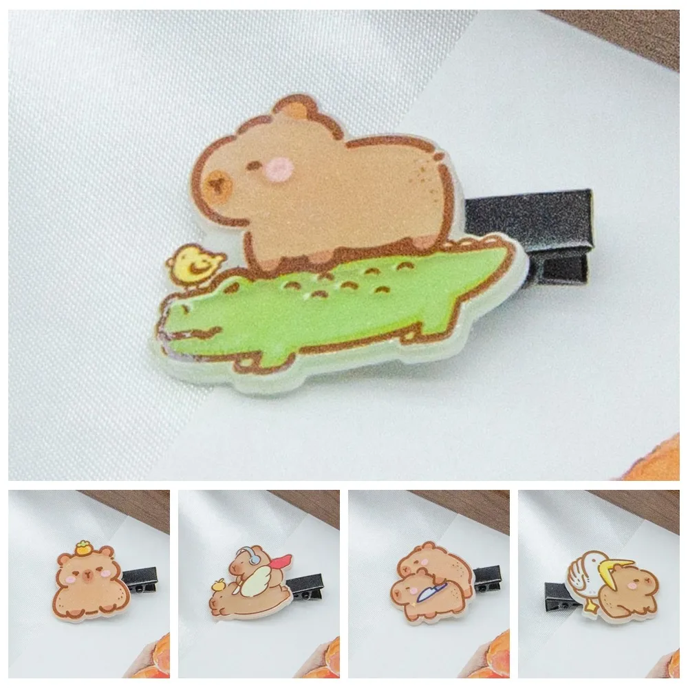 Horquilla de acrílico para Capybara, pasador impermeable de dibujos animados, Clip de pico de pato, dulce, ligero, Animal, diario, regalos