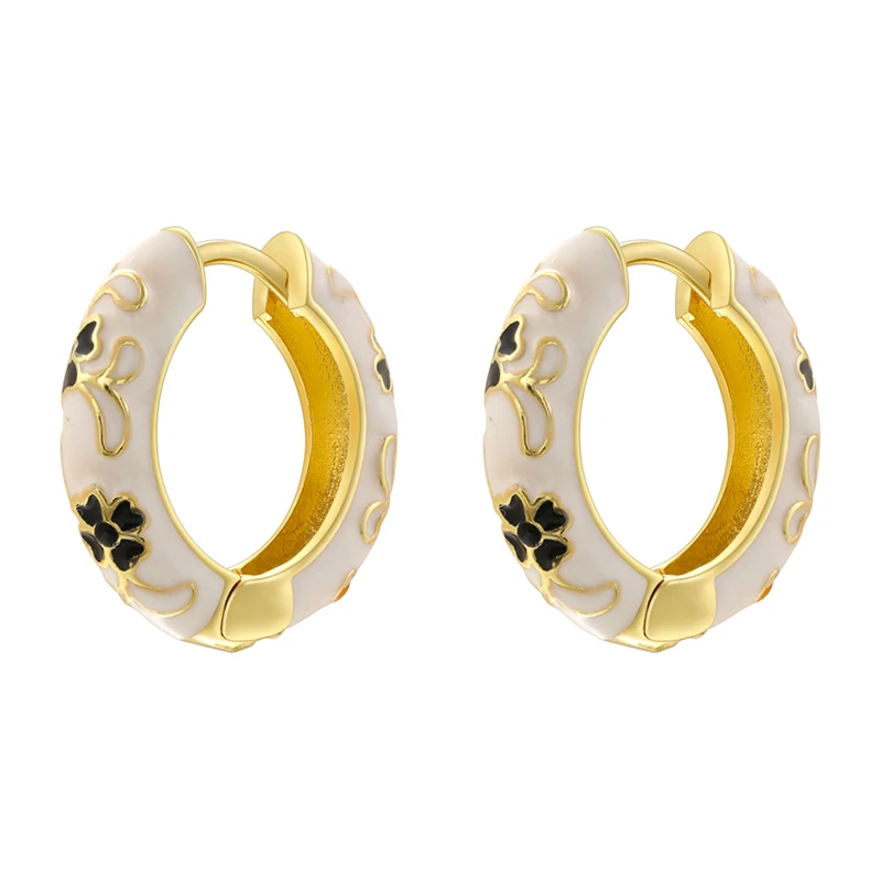 ZHUKOU Enamel Dripping Oil Ethnic Style Feature Colorful Earrings Ladies Fashion Trend Ear Jewelry 1 Pair:VE1529