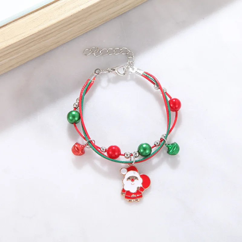 christmas bracelet  Snowflake Tree Pendant Crystal Bracelet Women CCB Beads Adjustable Thread Rope Bracelet