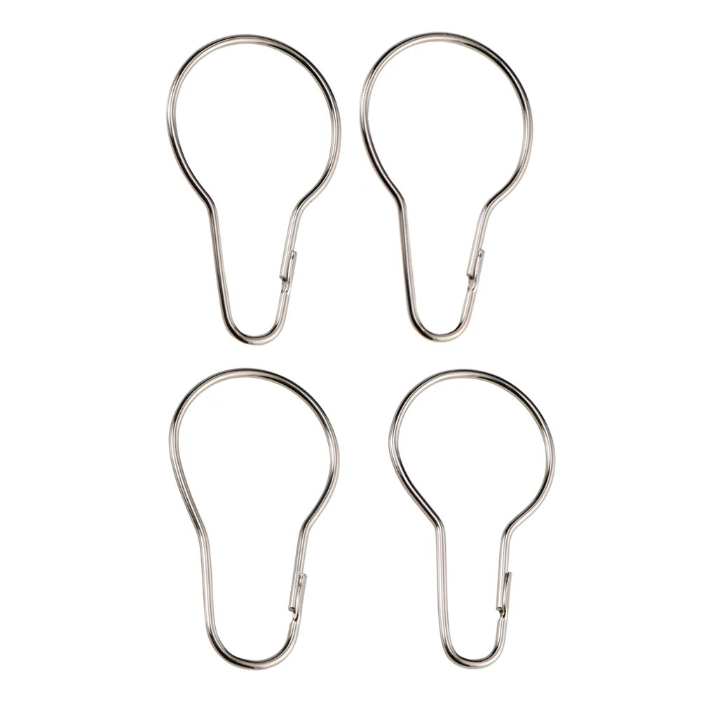 12Pcs Simple Shower Curtain Hooks Open Gourd Shaped Iron Rings Carabiner Keychain Clip Window Shower Bathroom Clamp Accessories