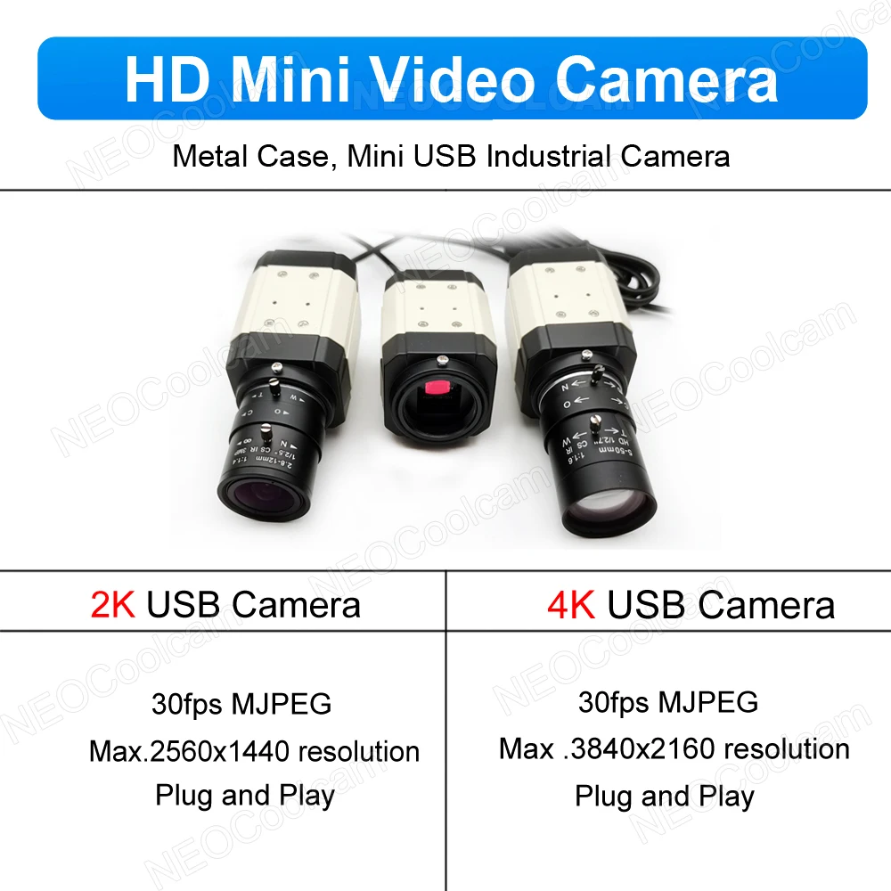 30fps 4K 8MP USB Camera 2K F5253 Sensor Full HD Usb WebCam OTG UVC Plug and Play With No Lens/2.8-12mm/5-50mm Varifocal Zoom