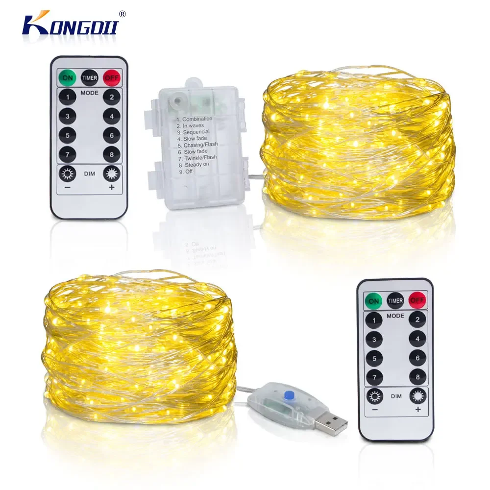 

Led String Light Christmas Fairy Light USB Battery Remote Garland Copper Wire LED Lamp for Wedding Party Decoration 10M 20M