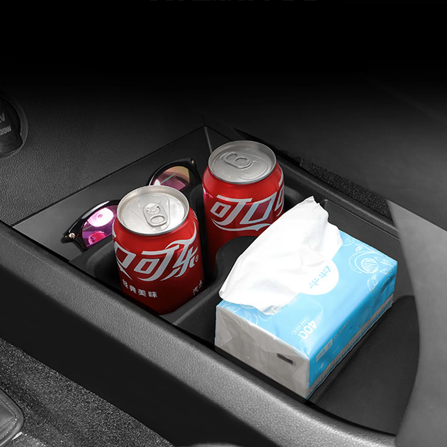 لشركة هيونداي سانتا في MX5 2024 2025 منظم وحدة التحكم المركزية مع حامل الكأس صينية تخزين TPE غير قابلة للانزلاق مخصصة ومقاومة للماء