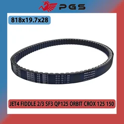 Courroie d'entraînement PGS pour scooter cyclomoteur, 818x19.7x28, RL, fibre CVT, QP125 ORBIT CROX 125 150 sym JET4 FIDDLE 2/3 SF3 818 19.7 28